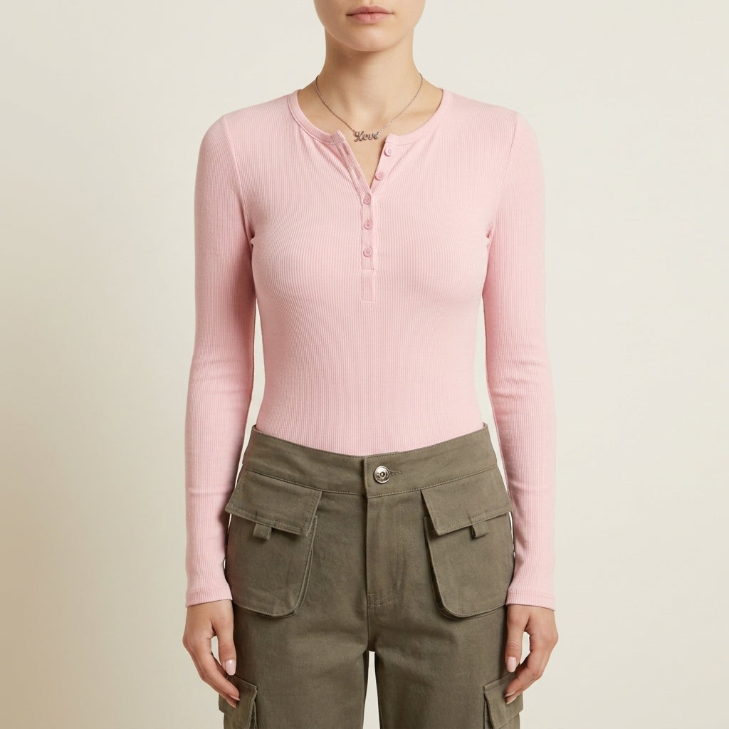 Cinque Terre Ribbed Henley Long-Sleeve Top 2