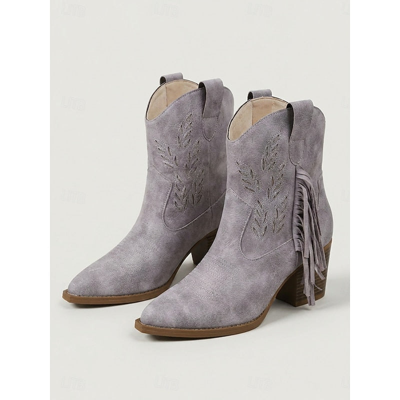 Corinne | Tasseled Western Ankle Boots 9