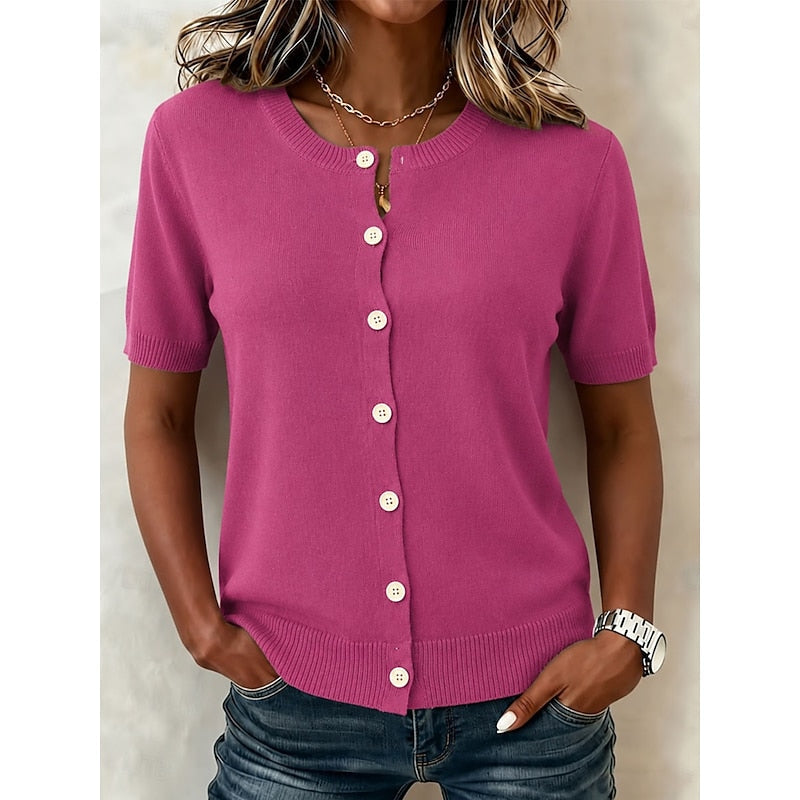 Delia | Button-Front Short Sleeve Top 2