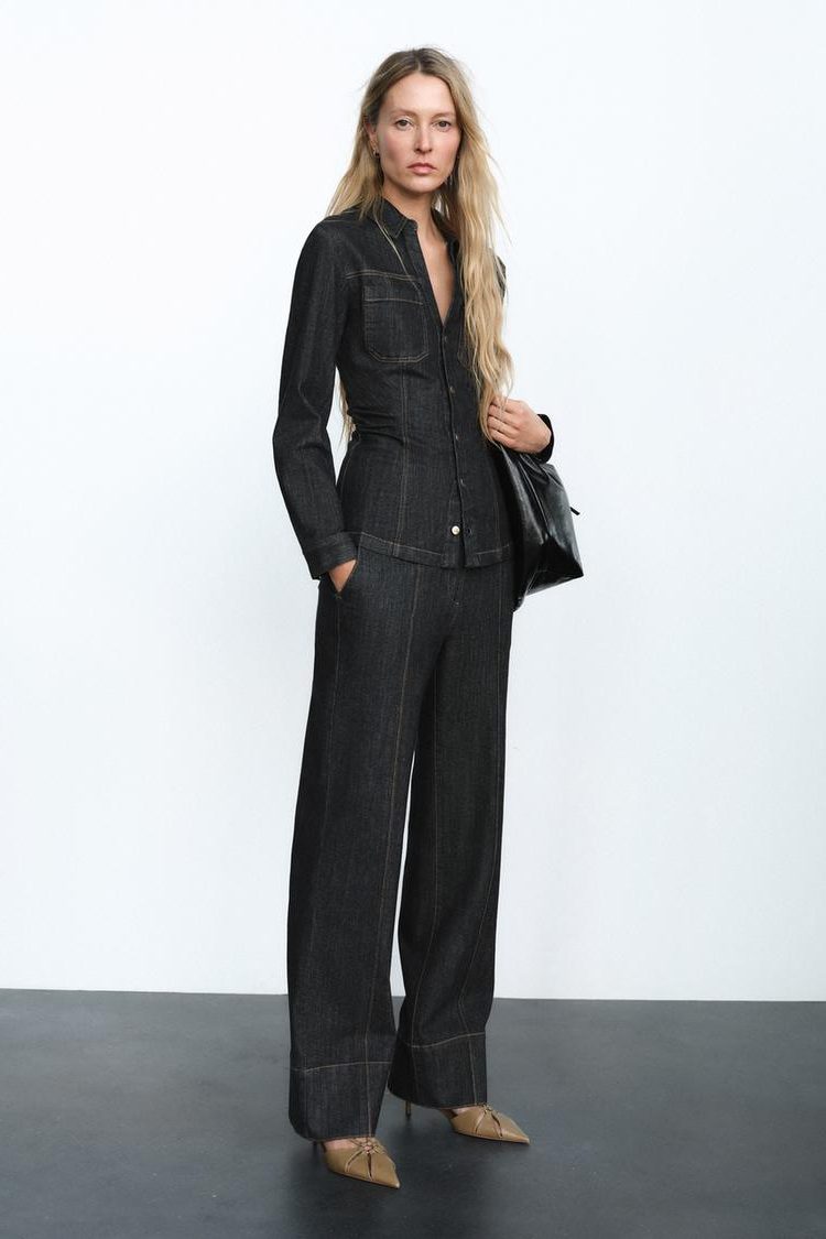 Denim Shirt and Trousers Set for Women 3