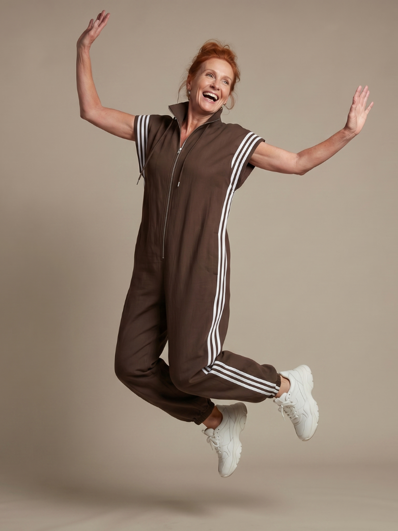 Lark | Zip Front Stripe Panel Jumpsuit 9