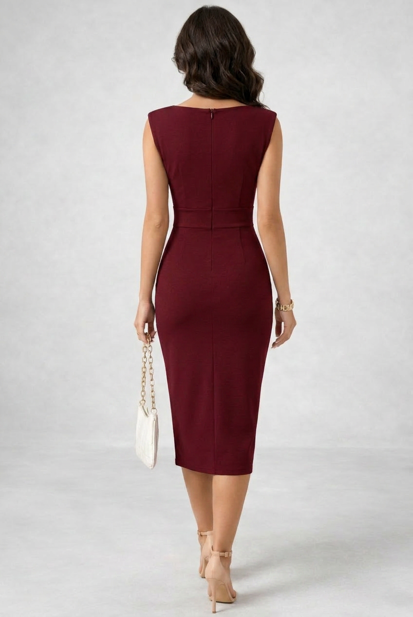 Naomi | Elegant Cowl Neck Midi Dress 2