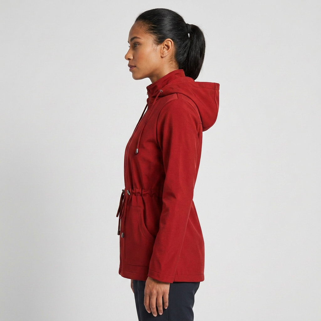 Qing - Casual Drawstring Waist Zip-Up Hooded Jacket 1