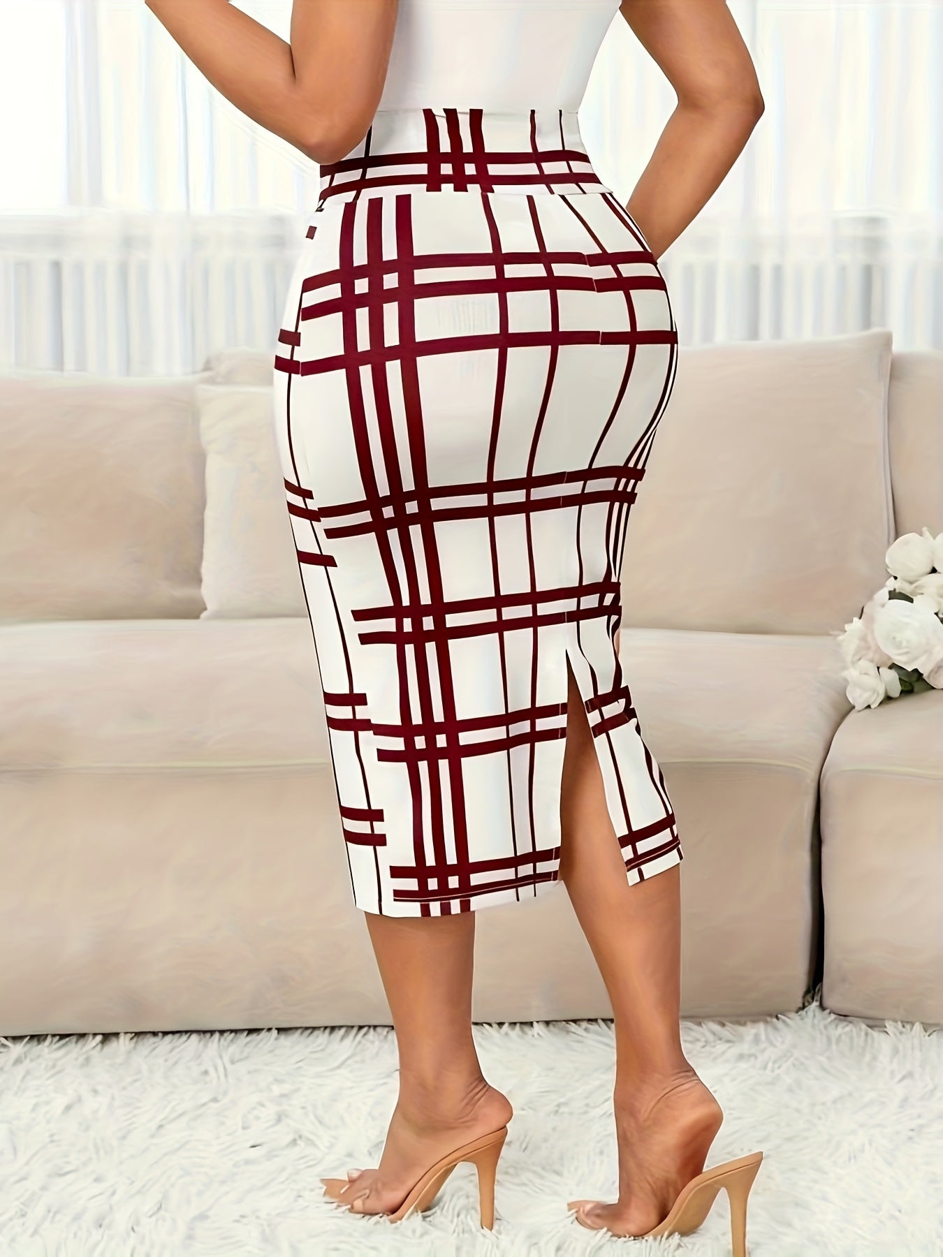 Rosa | Refined Plaid Pencil Skirt 7