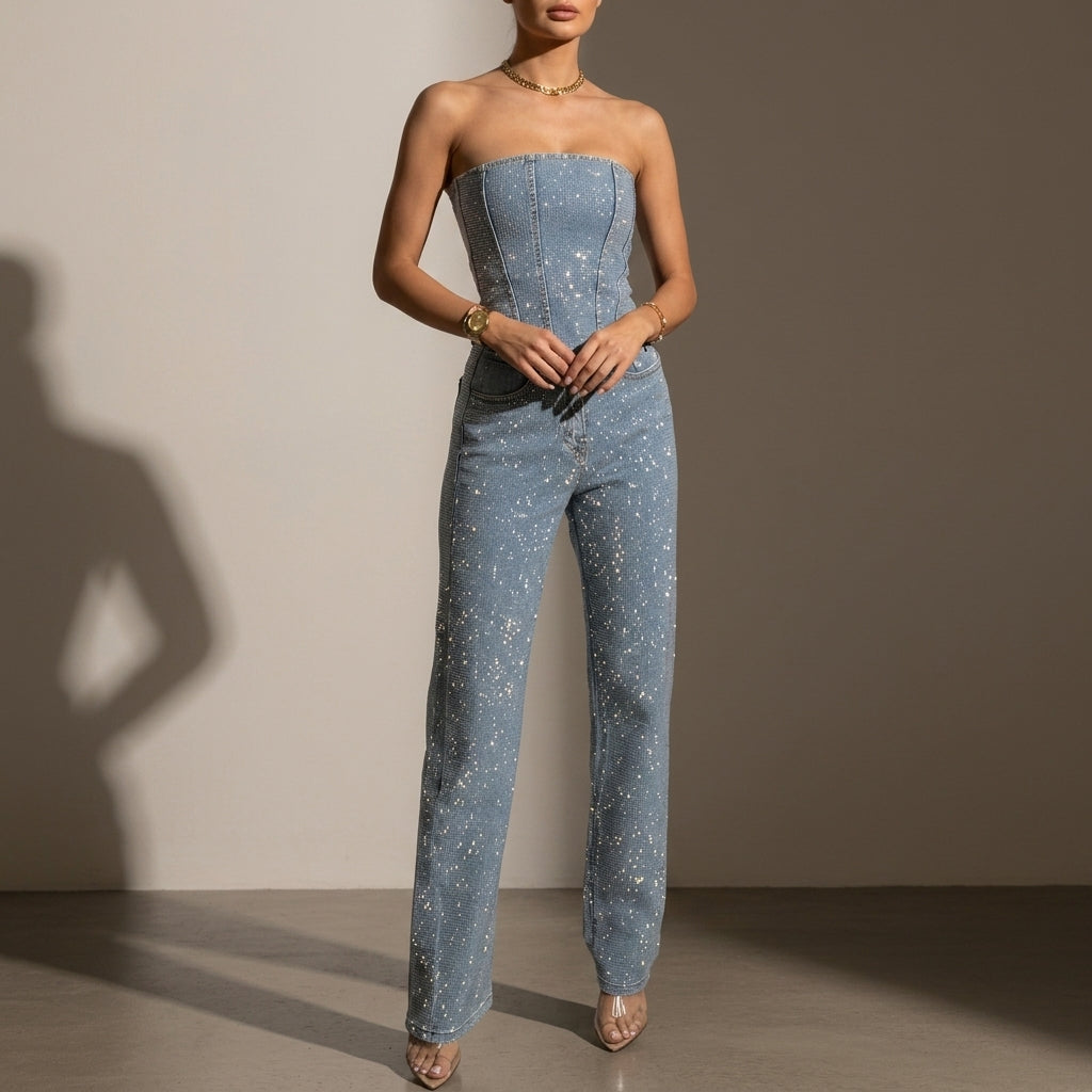 Salamanca Strapless Glitter Jumpsuit 1