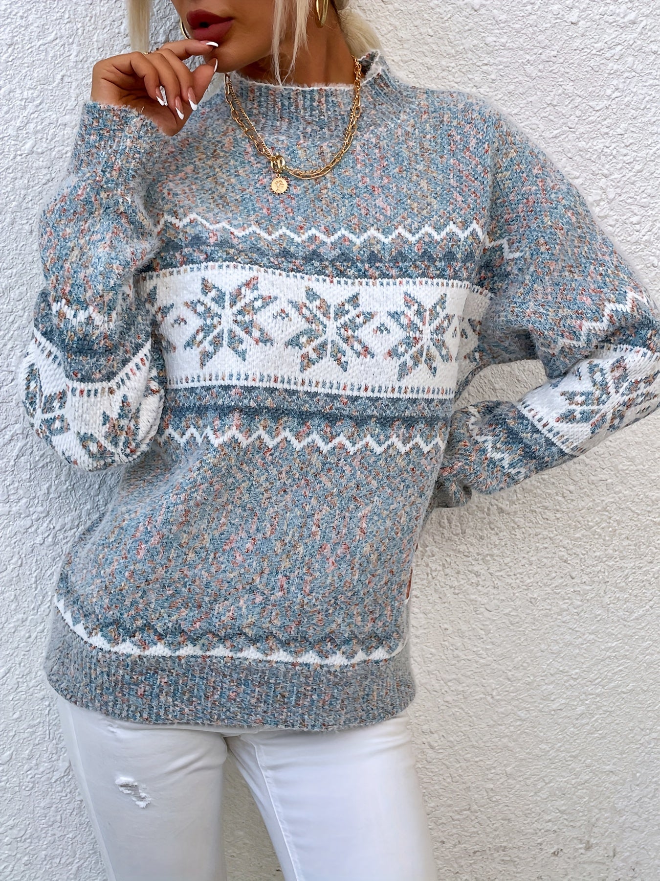 Tamsin | Cozy Snowflake Mock-Neck Sweater 6