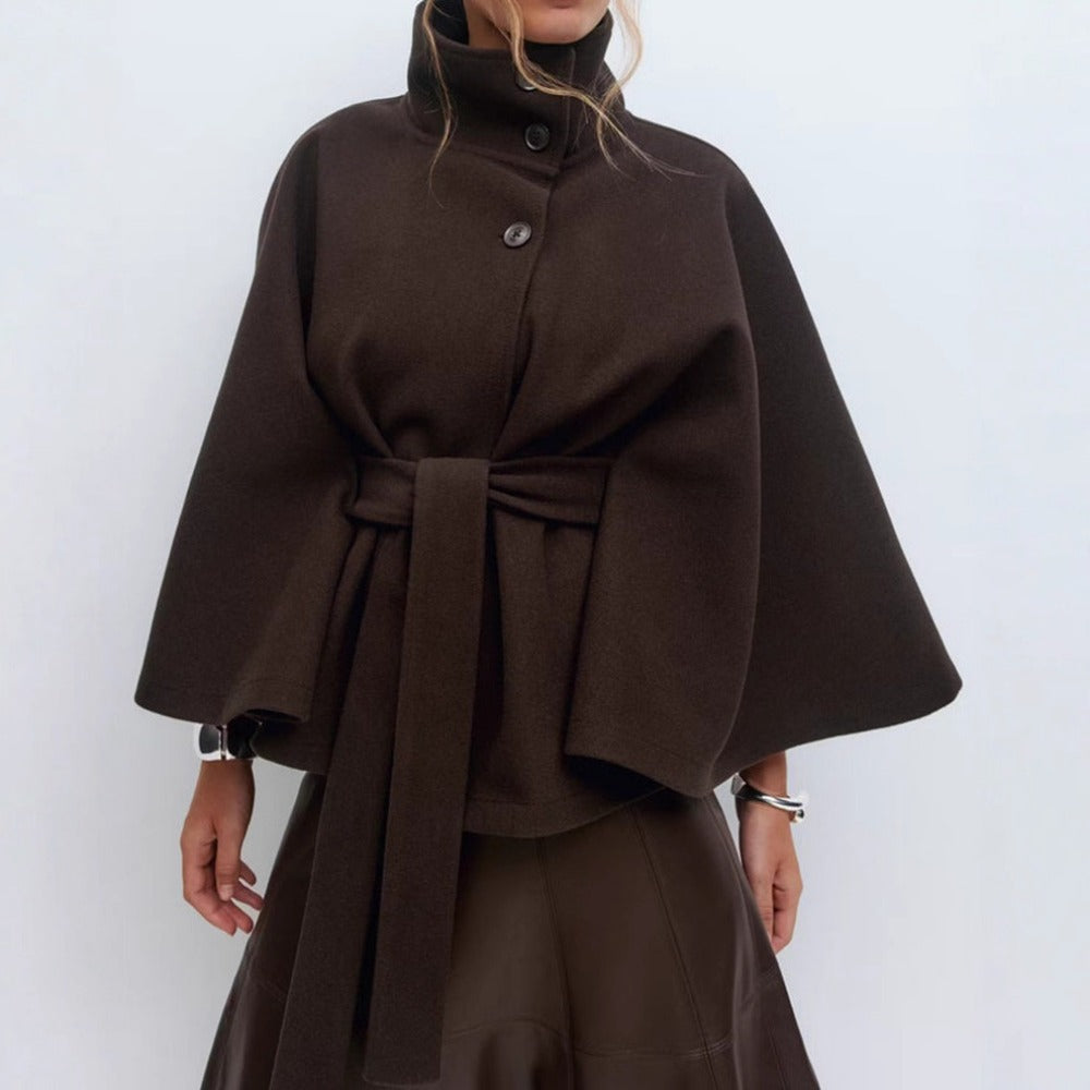 Women's High Collar Cape Coat – Luxurious and Elegant Winter Coat 4