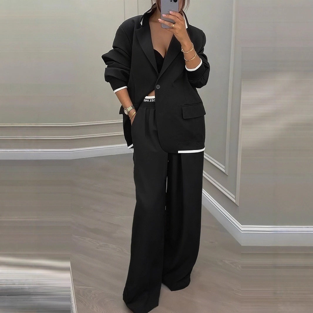Women's Oversize Suit Jacket and Wide Trousers 0