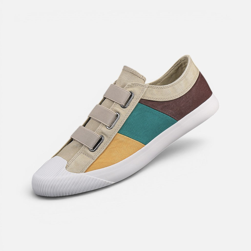 Canvas Sneakers Hook and Loop Closure Round Toe Casual Shoes