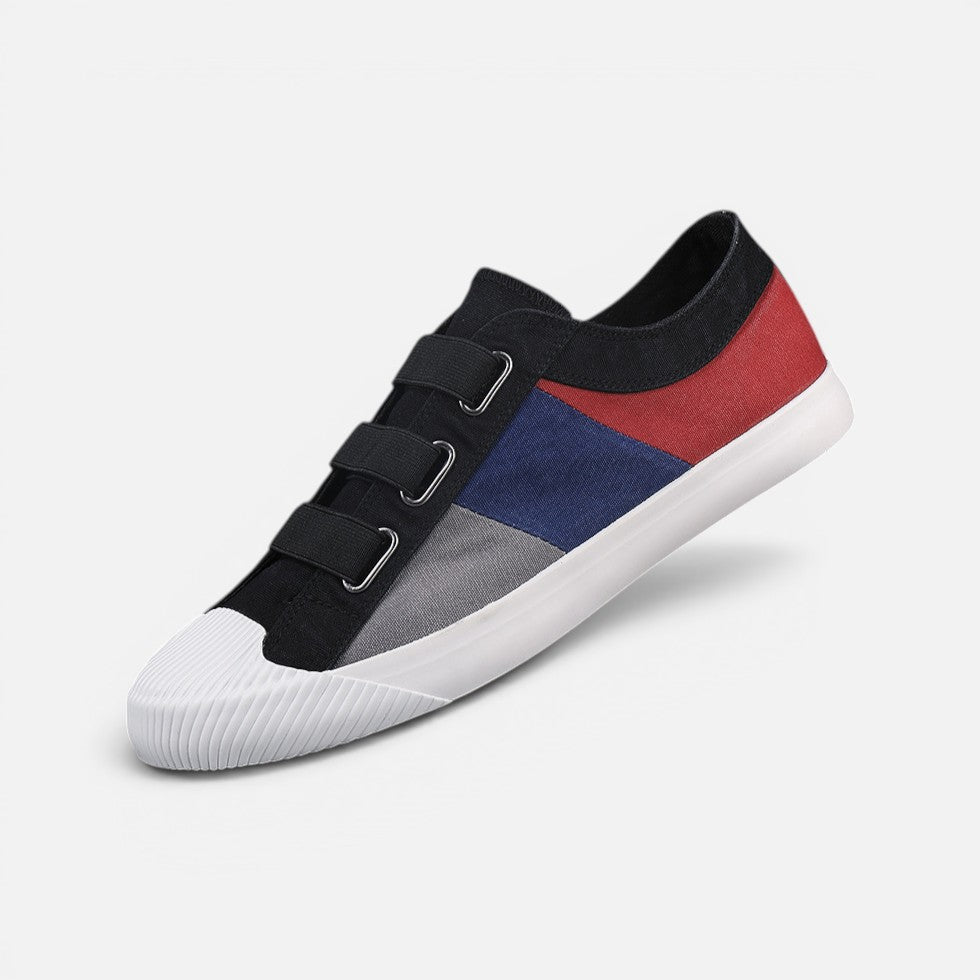 Canvas Sneakers Hook and Loop Closure Round Toe Casual Shoes