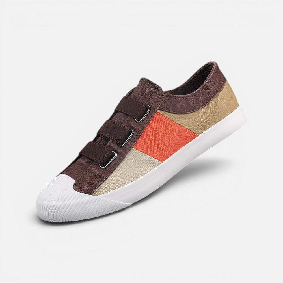 Canvas Sneakers Hook and Loop Closure Round Toe Casual Shoes