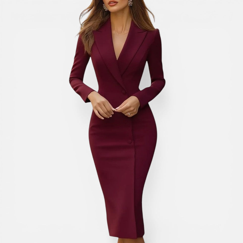 Long Sleeve Tailored Midi Dress