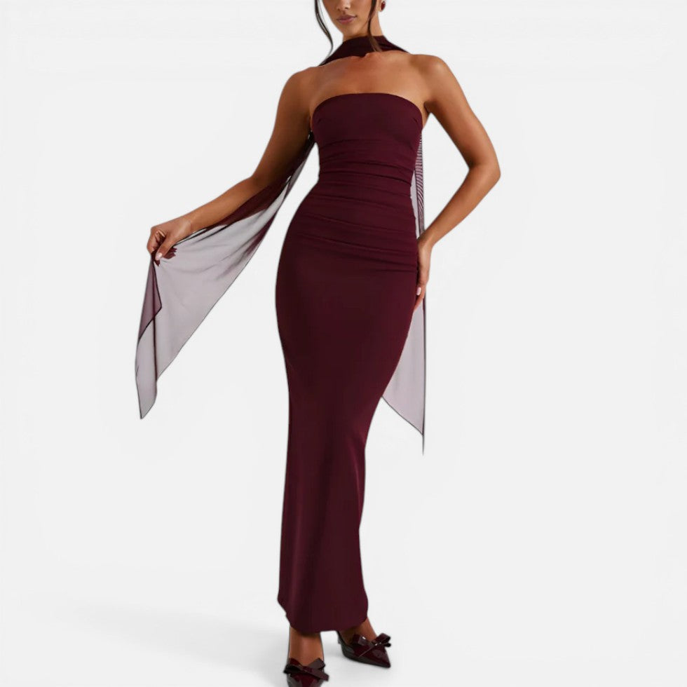 Strapless Wedding Guest Bodycon Maxi Dress