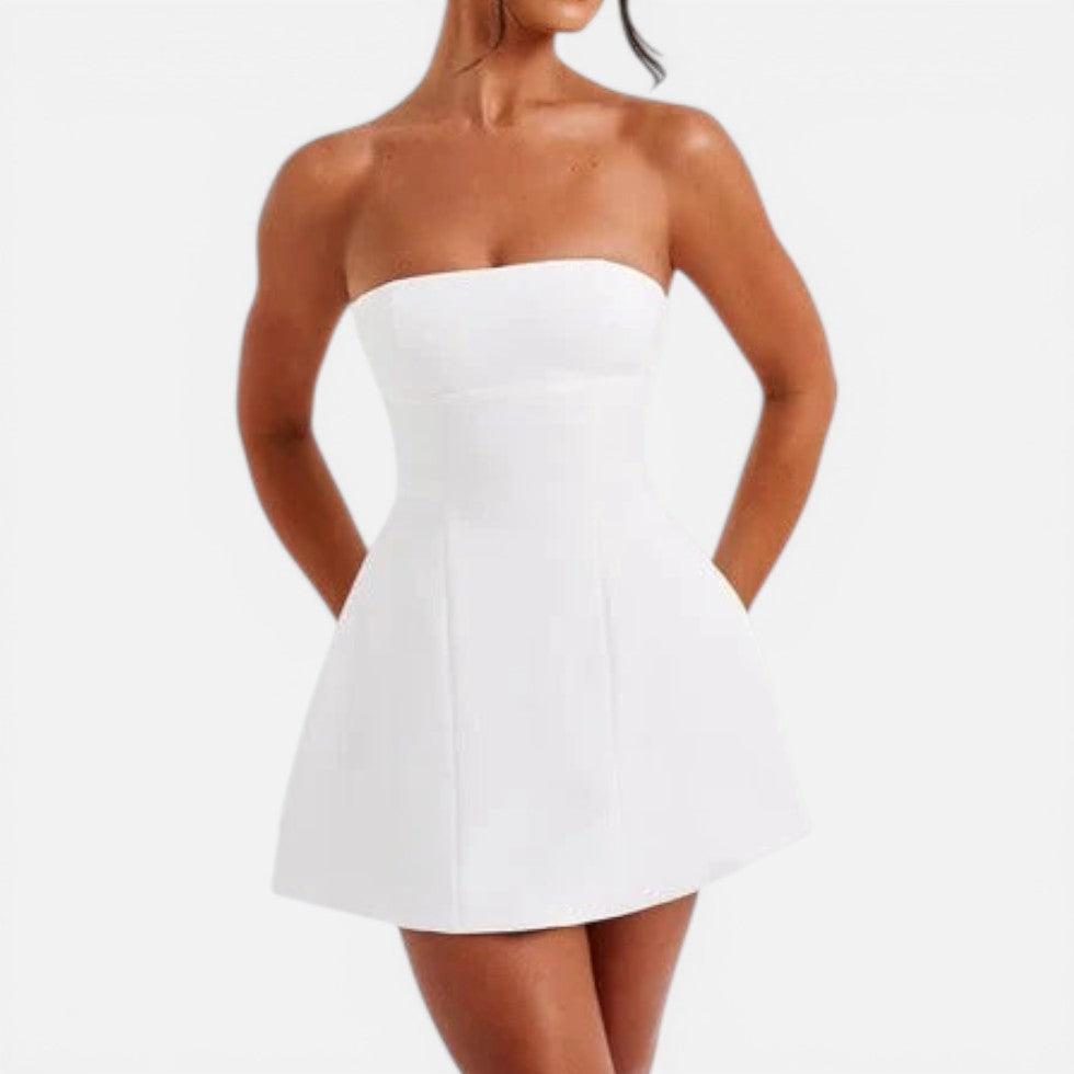 Strapless A-Line Wedding Guest Mini Dress