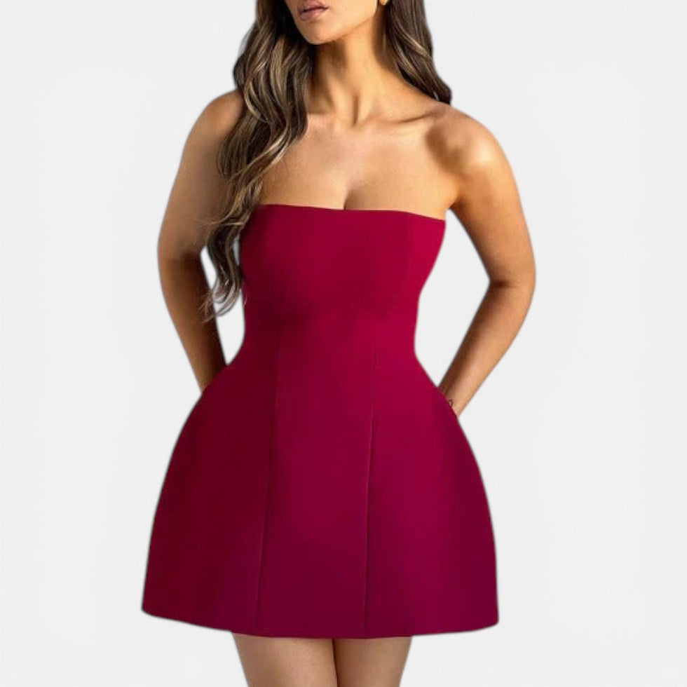 Strapless A-Line Wedding Guest Mini Dress