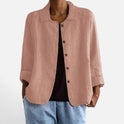 Button Front Linen Blend Jacket