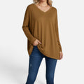 Relaxed Fit V Neck Long Sleeve Top