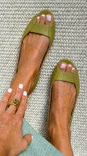 Women's Peep Toe Flat Sandals with Textured Upper