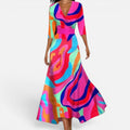 Wrap Maxi Dress V Neck Three Quarter Sleeve Floral