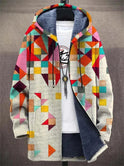 Women's Fleece-Lined Geometric Hooded Jacket