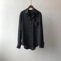 Women's Silk Button-Down Blouse with Front Pocket