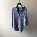 Women's Silk Button-Down Blouse with Front Pocket