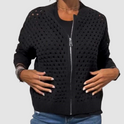 Women's Open-Knit Zip Cardigan Sweater
