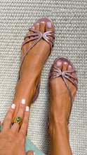 Women's Flat Sandals with Straps and Bow Detail
