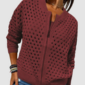 Women's Open-Knit Zip Cardigan Sweater