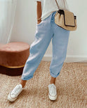 Women's Relaxed Fit Linen Pants with Drawstring Waist