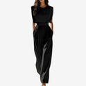 Women's Sleeveless Wide-Leg Jumpsuit with Crew Neck
