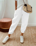 Women's Relaxed Fit Linen Pants with Drawstring Waist