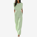 Women's Sleeveless Wide-Leg Jumpsuit with Crew Neck