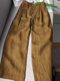 Women's Wide-Leg Linen Blend Pants with Drawstring