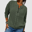 Women's Open-Knit Zip Cardigan Sweater