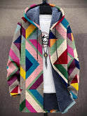 Women's Fleece-Lined Geometric Hooded Jacket