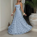 Women's Open Back Floral Lace Maxi Dress