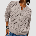 Women's Open-Knit Zip Cardigan Sweater