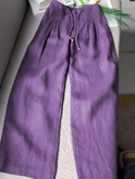 Women's Wide-Leg Linen Blend Pants with Drawstring