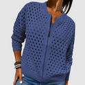 Women's Open-Knit Zip Cardigan Sweater