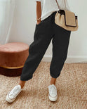 Women's Relaxed Fit Linen Pants with Drawstring Waist