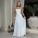 Women's Open Back Floral Lace Maxi Dress