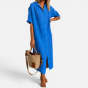 Shirt Dress Button Front Short Sleeve Collared Neck