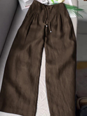Women's Wide-Leg Linen Blend Pants with Drawstring