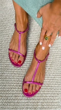 Women's Flat T-Strap Sandals with Ankle Buckle