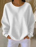 Women's Waffle Knit Crew Neck Sweater with Long Sleeves