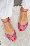 Women's Woven Open Toe Ankle Strap Sandals