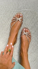 Women's Flat Sandals with Straps and Bow Detail