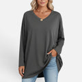 Relaxed Fit V Neck Long Sleeve Top