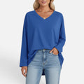 Relaxed Fit V Neck Long Sleeve Top